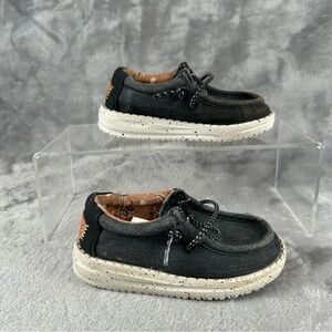 Hey Dude Wally Toddler Loafers Shoes Size 6 Washed Black Canvas Upper Slip On